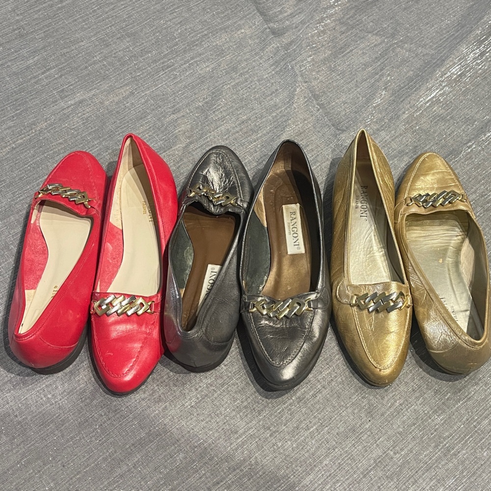 Rangoni Women's Loafers - Red, Black, Gold 3 pair